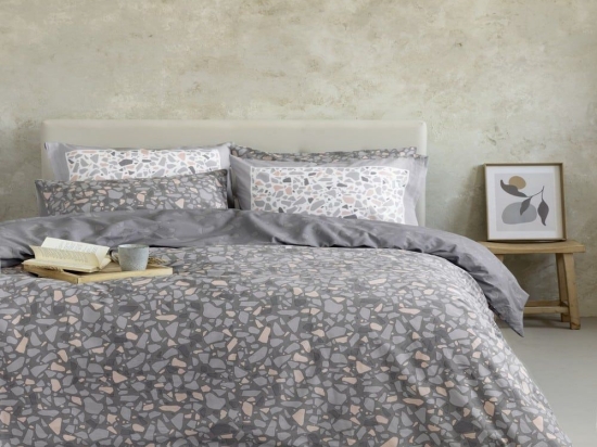 Σεντόνια Terrazzo (Σετ 3τμχ) Grey-Pink Nima Μονό 170x260cm 100% Βαμβάκι