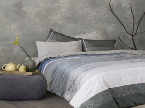 Σεντόνια Wales (Σετ 4τμχ) Blue Nima Υπέρδιπλο 240x260cm 100% Βαμβάκι