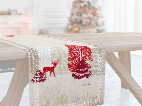 Runner Χριστουγεννιάτικο 2025 Laser Cut Beige-Red Saint Clair 40Χ160 40x160cm