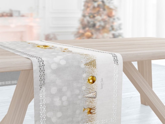 Runner Χριστουγεννιάτικο 2033 Laser Cut Grey-Gold Saint Clair 40Χ160 40x160cm