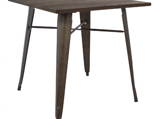 ΤΡΑΠΕΖΙ ΜΕΤΑΛΛΙΚΟ ΣΕ ΧΡΩΜΑ RUSTY ΚΑΙ ΞΥΛΟ HM0611.04 80x80x76εκ