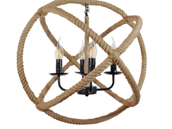 Φωτιστικό Οροφής Vitruvian 01141 Black GloboStar Σχοινί,Μέταλλο