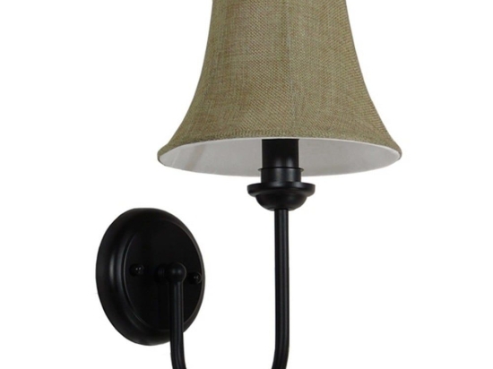Φωτιστικό Τοίχου-Απλίκα Shelly 01299 Black GloboStar Μέταλλο,Ύφασμα