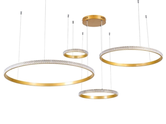 Φωτιστικό Οροφής Diamond Tetra 61149 Led 150W Φ25+40+60+80cm Gold Matt GloboStar Αλουμίνιο
