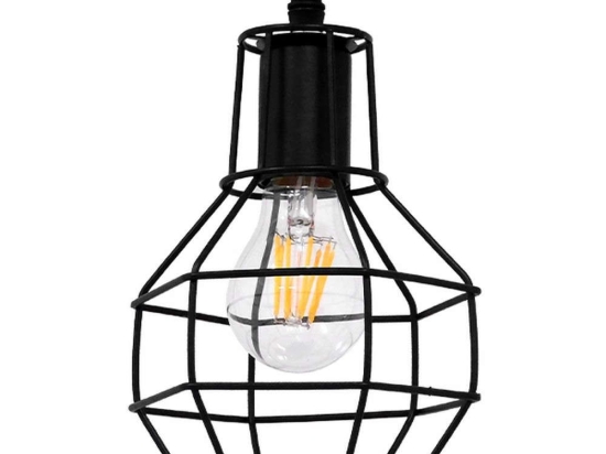 Φωτιστικό Οροφής Cage 01017 1xΕ27 Με Πλέγμα Φ15x20cm Black GloboStar