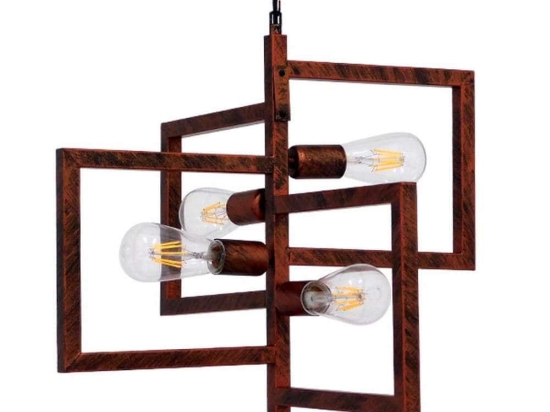 Φωτιστικό Οροφής Loop 00905 4xΕ27 52x52x42cm Rust GloboStar