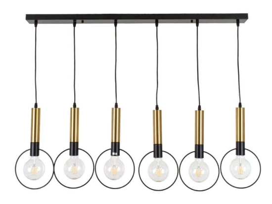 Φωτιστικό Οροφής Olvero 00776 6xΕ27 Με Πλέγμα 110x18x130cm Black-Gold GloboStar