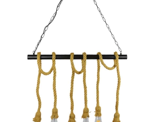 Φωτιστικό Οροφής Railroad 01379 6xE27 80x4x55cm Black-Beige GloboStar
