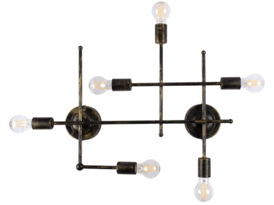 Φωτιστικό Τοίχου - Απλίκα Piping 00666 6xE27 Με Πλέγμα 66x9,5x49cm Bronze-Gold GloboStar