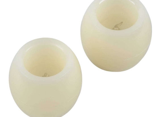 Διακοσμητικό Κερί Led (Σετ 2Τμχ) 79549 Φ6x5cm Με Μπαταρία 2700K Beige GloboStar Πλαστικό
