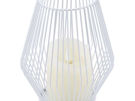 Φανάρι Με Διακοσμητικό Κερί Candle Led 76489 Φ16x18cm Με Μπαταρία & Χειριστήριο Dimmable 2700K White Αλουμίνιο
