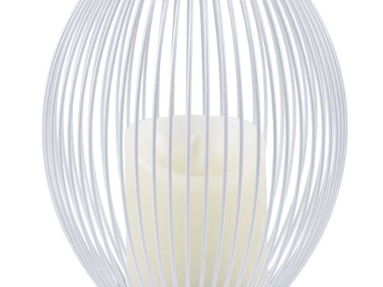 Φανάρι Με Διακοσμητικό Κερί Candle Led 76491 Φ16x18cm Με Μπαταρία & Χειριστήριο Dimmable 2700K White Αλουμίνιο