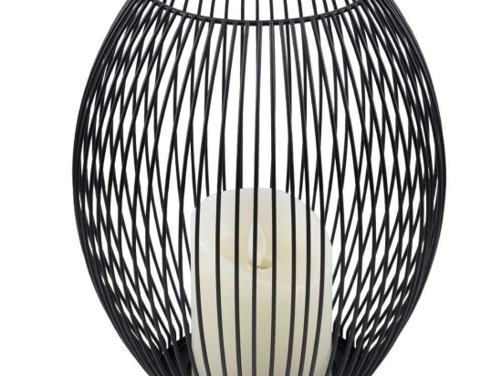 Φανάρι Με Διακοσμητικό Κερί Candle Led 76497 Φ19x24cm Με Μπαταρία & Χειριστήριο Dimmable 2700K Black Αλουμίνιο