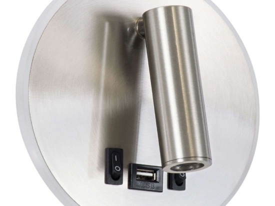 Φωτιστικό Τοίχου - Απλίκα Με Φορτιστή Usb Lady-R 60941 Φ15x7cm Led 600lm 6W 4500K Nickel Globostar