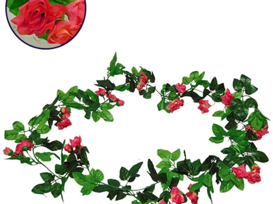 Τεχνητή Γιρλάντα Τριαντάφυλλα 09017 220cm Fuchsia Globostar Πλαστικό