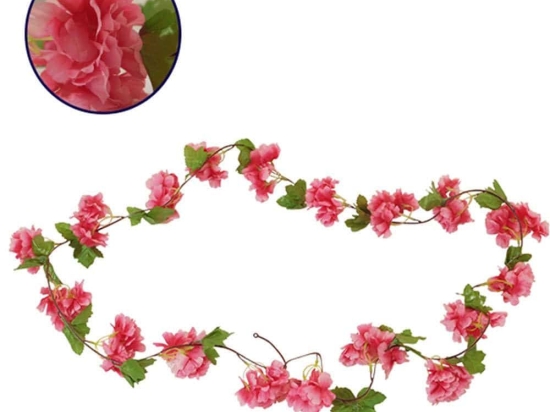 Τεχνητή Γιρλάντα Άνθη Κερασιάς 09021 220cm Fuchsia Globostar Πλαστικό