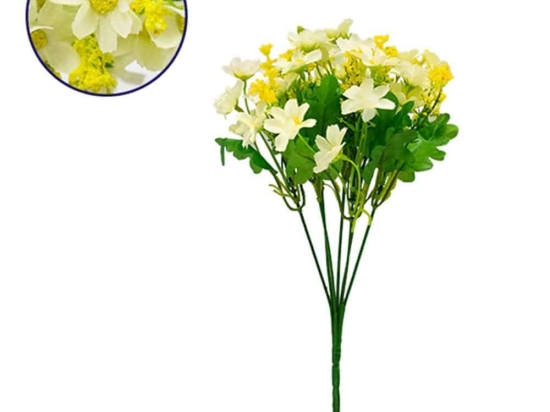Τεχνητό Μπουκέτο Μαργαρίτες 09080 20x30cm White-Yellow Globostar Πλαστικό