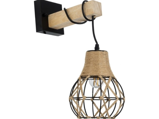 Φωτιστικό Τοίχου - Απλίκα Alani 01962 Boho 1xE27 IP20 10x26x40cm Black-Beige GloboStar
