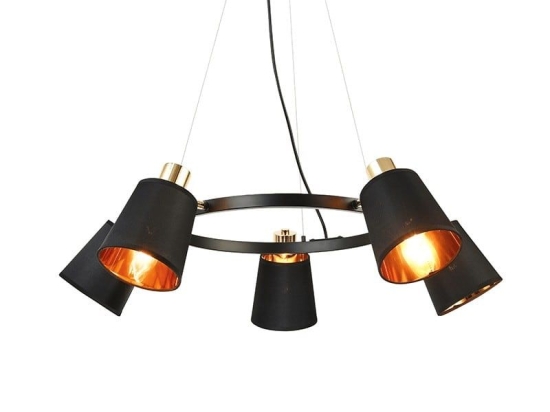 Φωτιστικό Οροφής EG215P73BK 5ΧΕ14 D73XH100 Black Aca Decor Μέταλλο,Ύφασμα