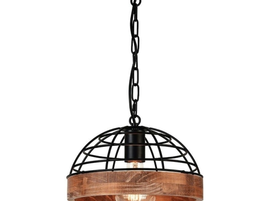Φωτιστικό Οροφής EG841P26B 1ΧΕ27 D26XH120 Black Aca Decor Μέταλλο,Ξύλο