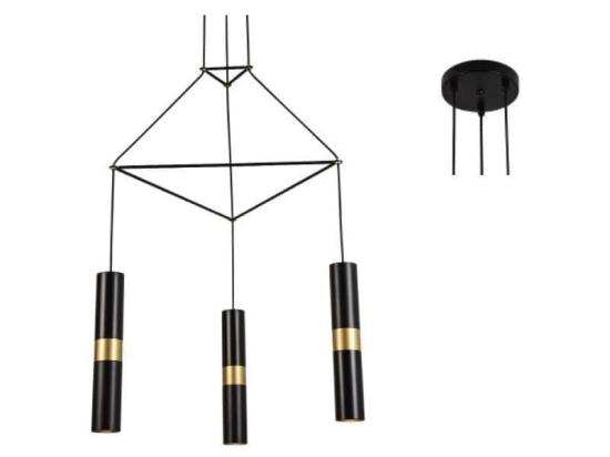 Φωτιστικό Οροφής HM853P56BK 3XGU10 56X49XH150 Black Aca Decor Μέταλλο