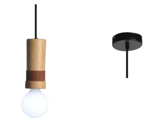 Φωτιστικό Οροφής OD7821P6 1ΧΕ27 D6XH120 Natural Aca Decor Ξύλο,Δέρμα