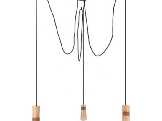 Φωτιστικό Οροφής OD783P80 3ΧΕ27 D6(3)XH220 Natural Aca Decor Ξύλο,Δέρμα