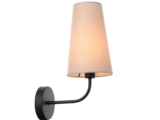 Φωτιστικό Τοίχου - Απλίκα HL35421W32BG 1ΧΕ14 22Χ14ΧΗ32 Black-Beige Aca Decor Μέταλλο,Ύφασμα