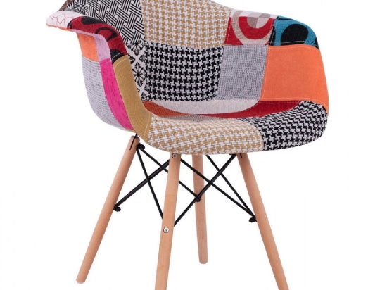 ΠΟΛΥΘΡΟΝΑ ΜΕ ΞΥΛΙΝΑ ΠΟΔΙΑ & ΚΑΘΙΣΜΑ PATCHWORK MIRTO HM005.25 63x57x80 εκ.