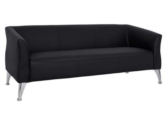 Καναπές Τριθέσιος Kiana HM3122.31 Black Pu Ξύλο,Ύφασμα