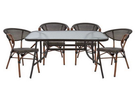 Σετ Τραπεζαρίας 5τμχ HM5106.02+HM5025 Καφέ 140x80x72cm 4 Θέσεων