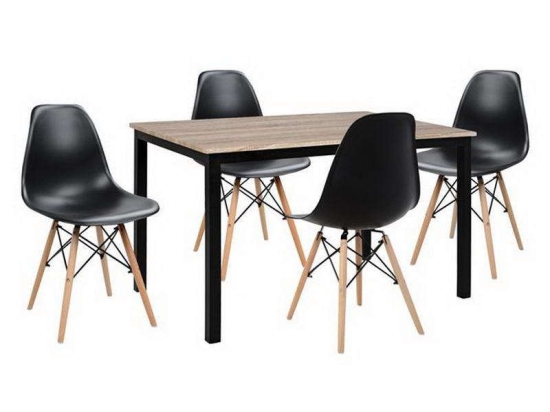 Σετ Τραπεζαρίας 5τμχ HM10340 Sonama-Μαύρο 110x70x76cm 4 Θέσεων