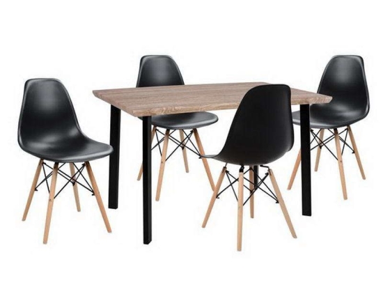 Σετ Τραπεζαρίας 5τμχ HM10343 Sonama-Μαύρο 110x70x75.5cm 4 Θέσεων