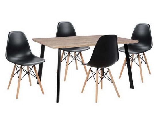 Σετ Τραπεζαρίας 5τμχ HM10346 Sonama-Μαύρο 140x80x76cm 4 Θέσεων