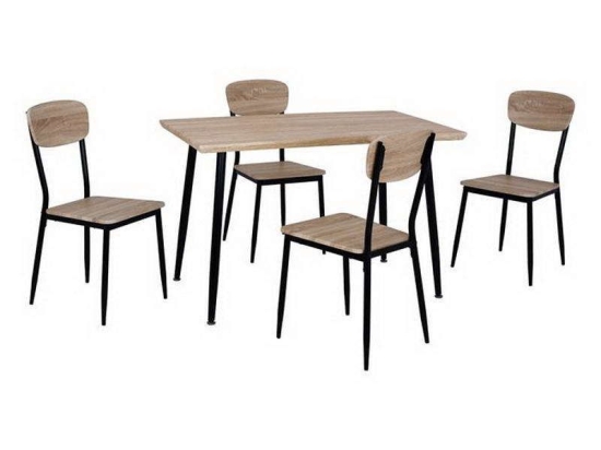 Σετ Τραπεζαρίας 5τμχ HM10348.01 Sonama-Μαύρο 120x70x76.5cm 4 Θέσεων