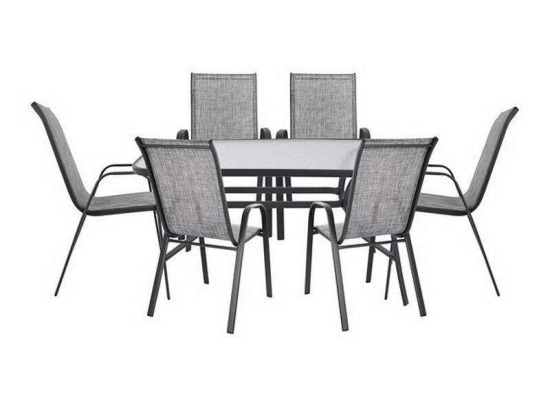 Σετ Τραπεζαρίας 7τμχ HM5106.01+HM5000.01 Γκρι 140x80x72cm 6 Θέσεων