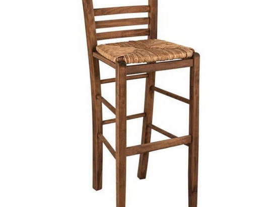 Σκαμπό Επιλοχία HM10377.01 Καρυδί 41x43x105cm Ξύλο,Ψάθα
