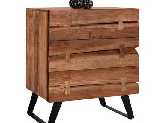 Συρταριέρα Fansi HM8474 Φυσικό 80x35x85cm Μέταλλο,Ξύλο