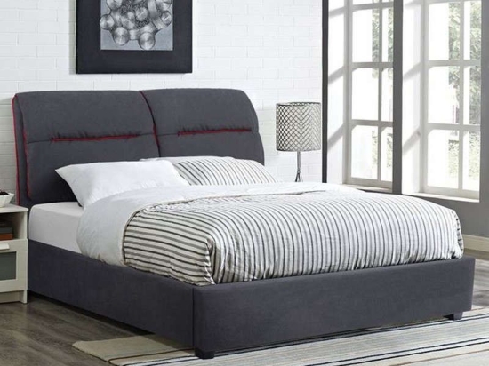 Κρεβάτι Kendra 150Χ200 HM562 Grey - Red Διπλό Ξύλο,Ύφασμα