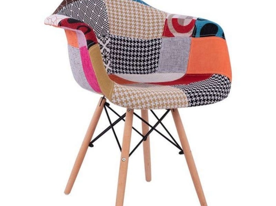 Πολυθρόνα Mirto 63x57x80 Με Ξύλινα Πόδια & Κάθισμα Patchwork HM005.25 Ξύλο,Ύφασμα