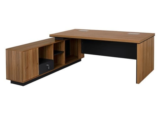 Γραφείο Επαγγελματικό Αριστερή Γωνία Honey Oak - Grey 199X180X76/40X180X64 HM2347L