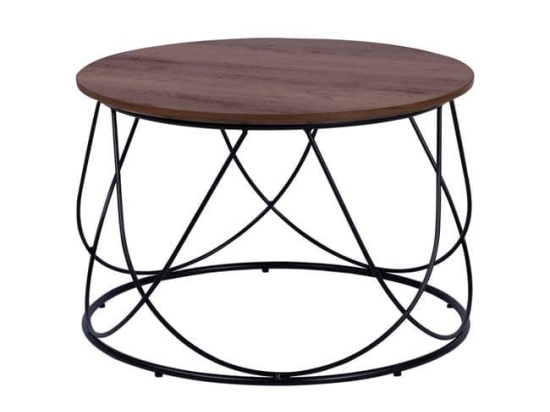 Τραπεζάκι Σαλονιού Black-Brown Φ60X40 HM8604 Mdf,Μέταλλο