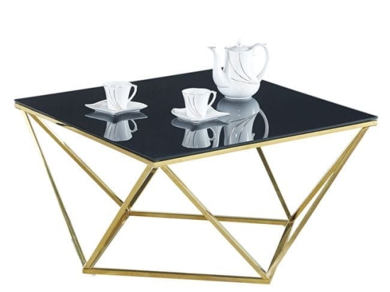 Τραπέζι Σαλονιού Willow Black-Gold 80X80X45 HM8613.02 Μέταλλο,Γυαλί