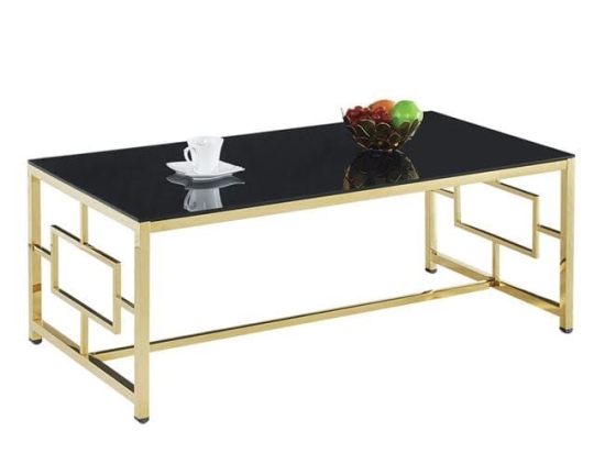 Τραπέζι Σαλονιού Yara Black-Gold 120X60X45 HM8623.02 Μέταλλο,Γυαλί