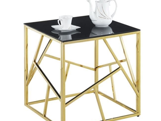 Βοηθητικό Τραπεζάκι Jana Black-Gold 55X55X55 HM8619.01