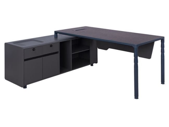 Γραφείο Αριστερή Γωνία HM2093L Grey & Wenge 183X160X76Υ εκ.