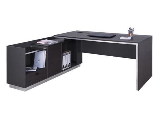 Γραφείο Επαγγελματικό Αριστερή Γωνία Grey & Wenge Rosewood HM2086L 180X170X76Υ εκ.