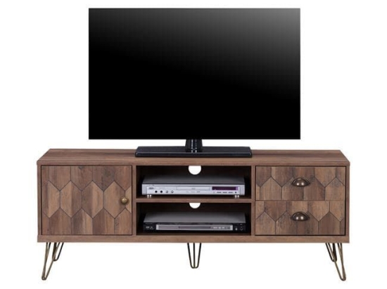 Έπιπλο Τηλεόρασης Philippa HM8674 Wallnut Gold 130x39x51Υ εκ. Μελαμίνη