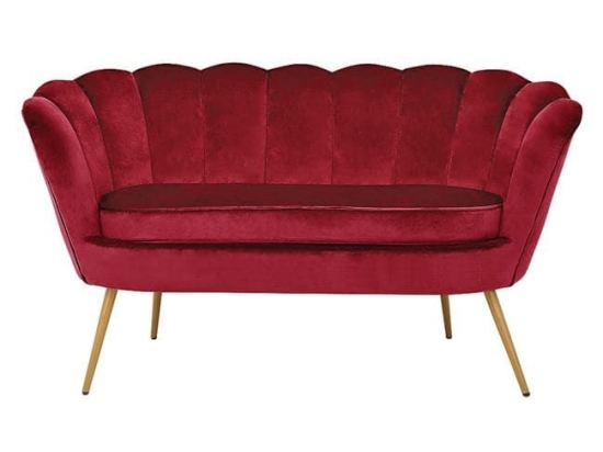Καναπές 2Θέσιος Coquille HM8627.06 Red 130x77x83Υ εκ. Βελούδο