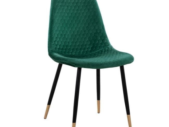 Καρέκλα Lucille HM8552.03 Dark Green 45Χ56Χ81Υ εκ. Σετ 4τμχ Βελούδο, Μέταλλο
